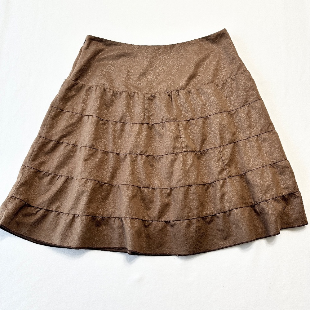 Vintage Tunique Tiered Knee Length Western Skirt Women’s Size XL Tan - Picture 7 of 8